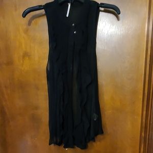 FREE PEOPLE Black Sheer Sleeveless Shirt